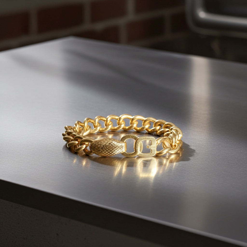 Authentic vintage Givenchy thick gold tone G Logo With Crystals Bracelet Length 7 inch.