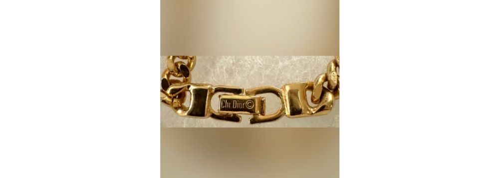 Vintage Christian Dior gold plated CD logo ID bracelet.