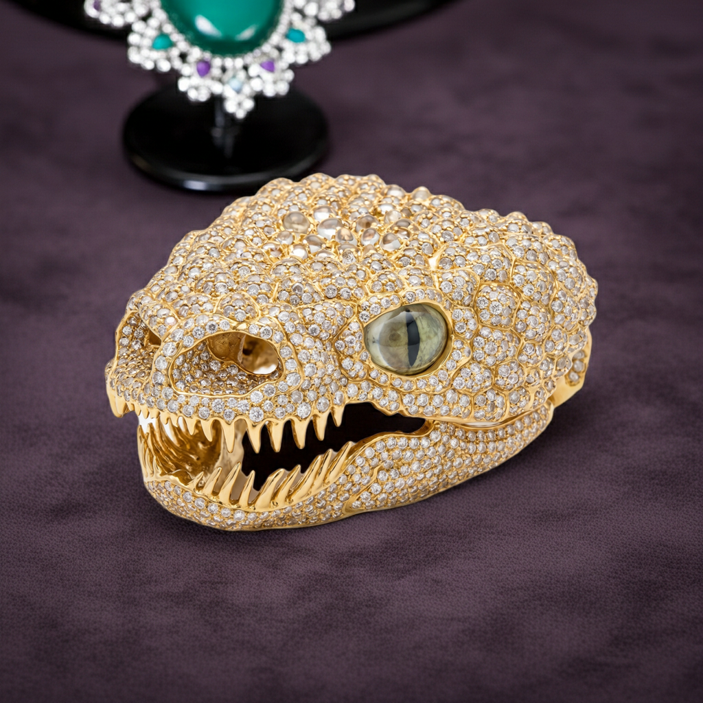 Bejeweled Gila Skull Replica Pendant