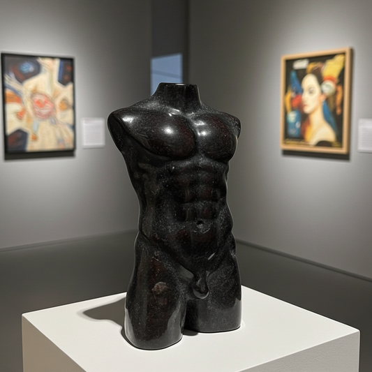 Hand carved garnet male figurine
