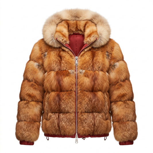 Up-cycled Men's Fox Fur Bomber Jacket
