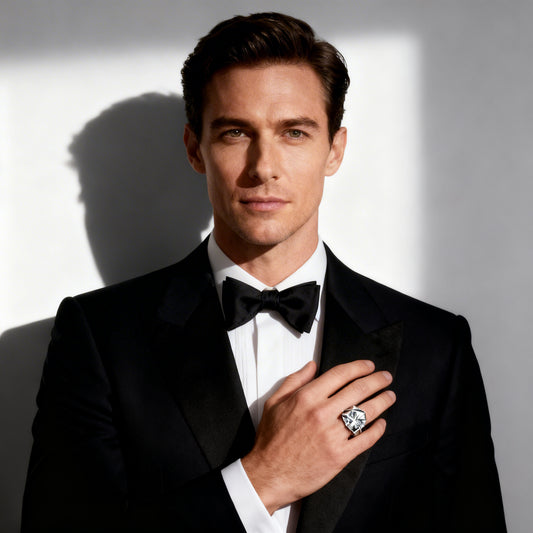 10 Carat size 9 Brilliant Round Cut Men's Moissanite Ring in Sterling Silver Setting