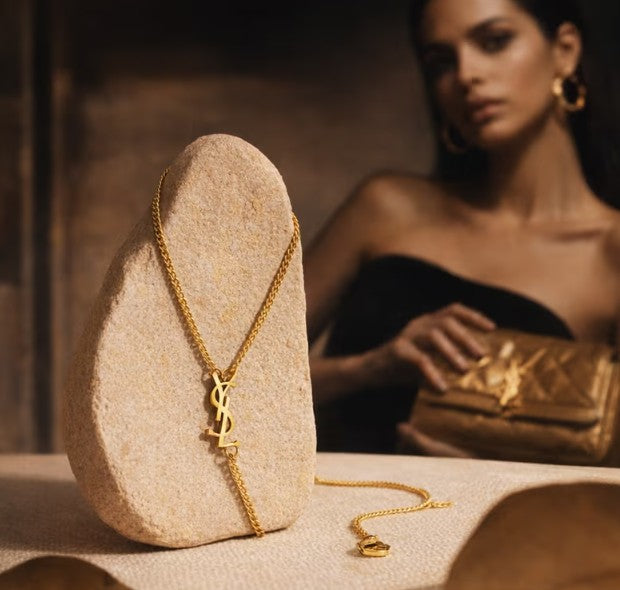 Yves Saint Laurent YSL logo Gold chain bracelet