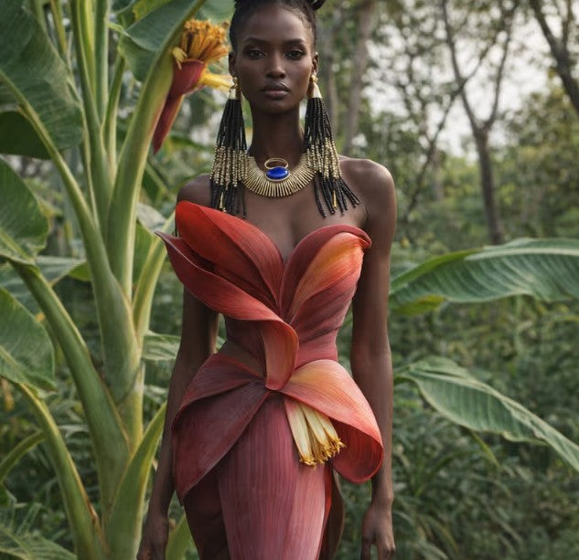 12"Boho Ethnic Jewelry set with beaded tribal necklace with Circular Stainless Steel tubular inset.
