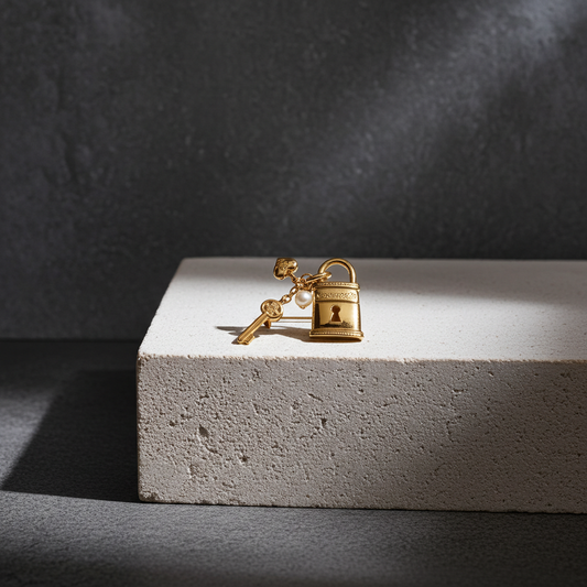 Vintage Givenchy lock and key brooch pin.