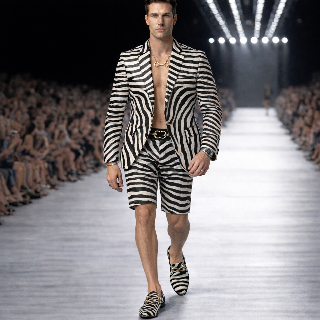 Coordinated Zebra Blazer & Shorts Set