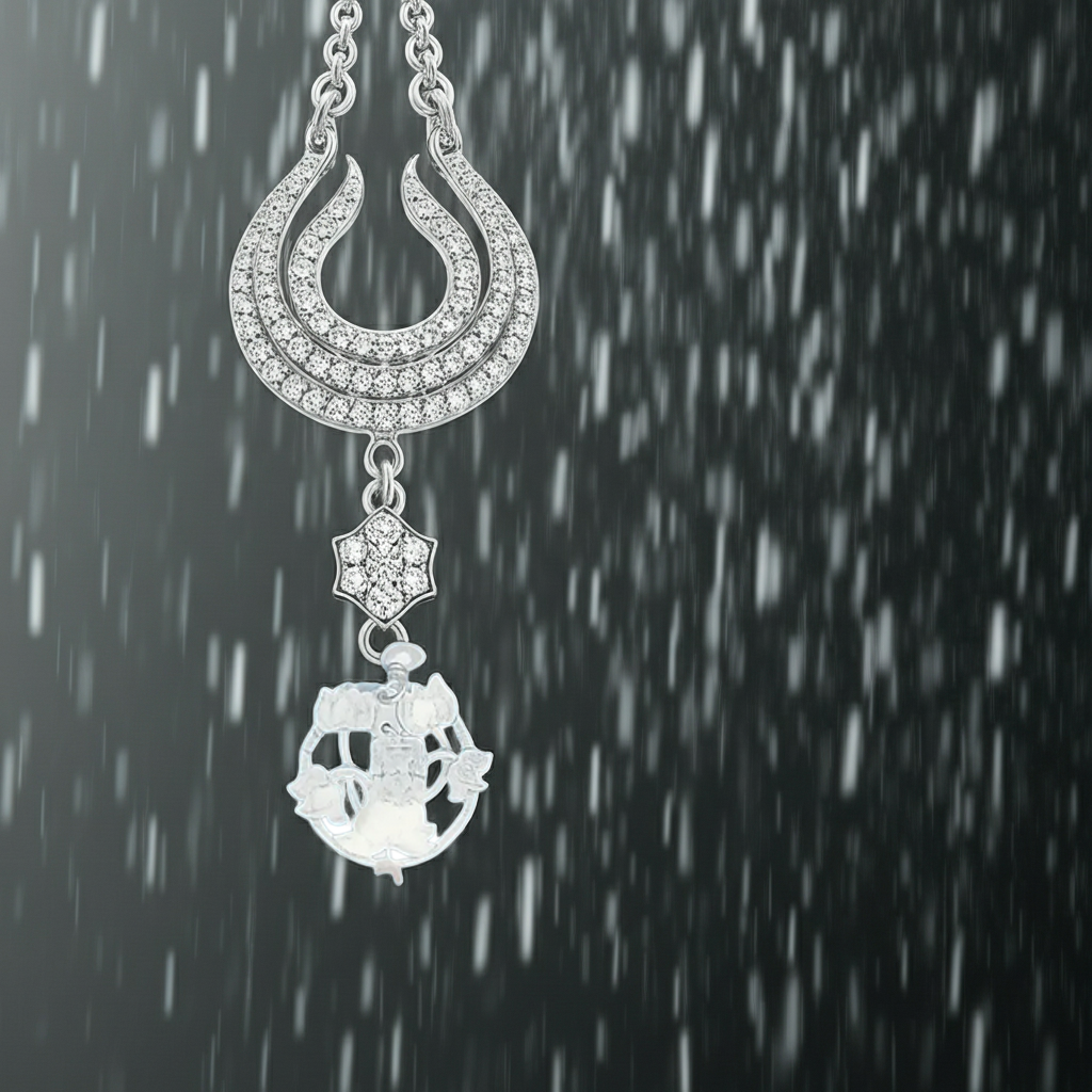 1" Pave Moissanite Floral Starburst Pendant in Sterling Silver