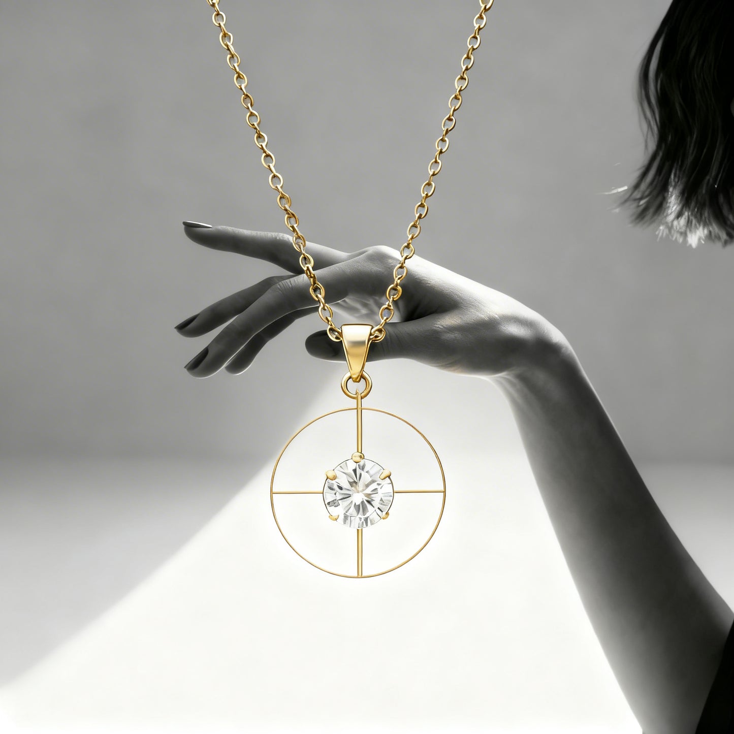 Custom 10 Carat Moissanite Solitaire Floating Starburst Necklace