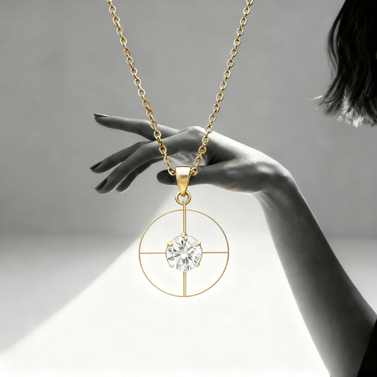 Custom 10 Carat Moissanite Solitaire Floating Starburst Necklace