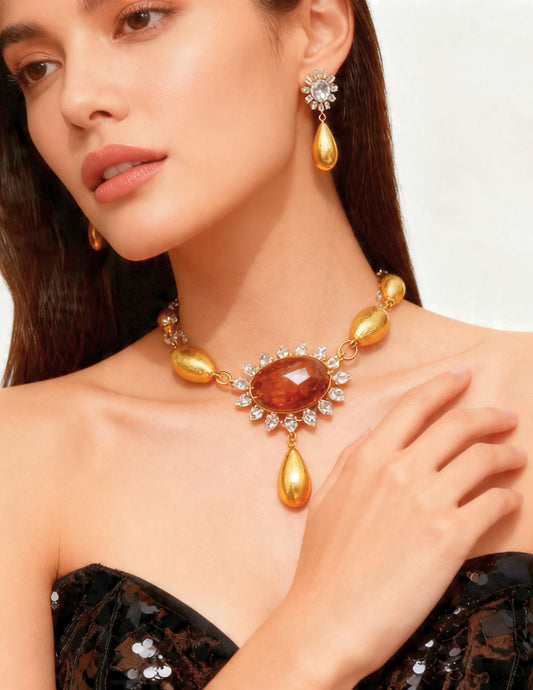 Antique Conch Shell, Cultured Pearl and Faceted Moissanite Diamond Necklace.