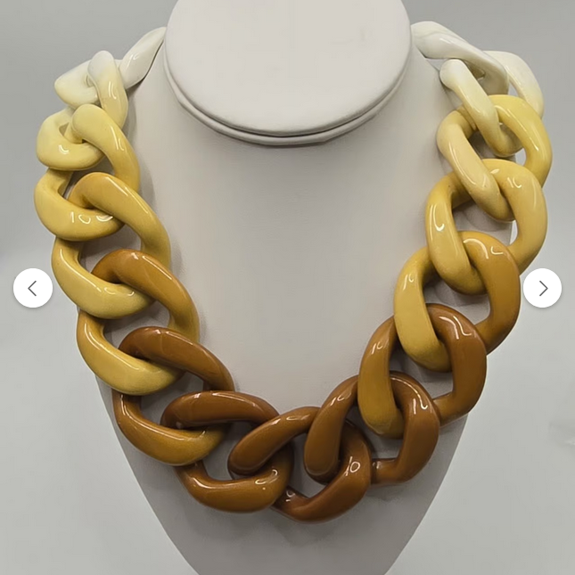 RARE Vintage PONO by Joan Goodman chunky ombre resin link 20" necklace.
