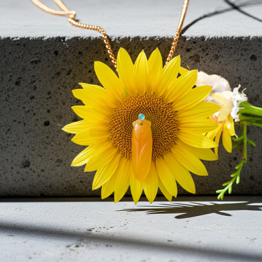 1" Yellow Nephrite Jade Cicada Hand Carved Pendant