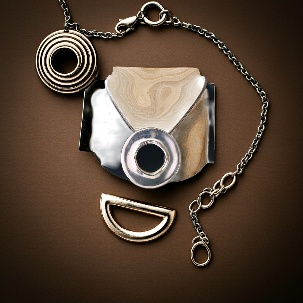 Givenchy Necklace, Vintage Modernist Silver