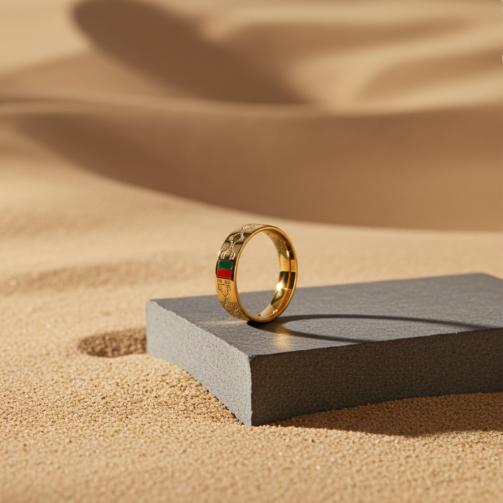 Gucci Size 10 gold tone logo ring