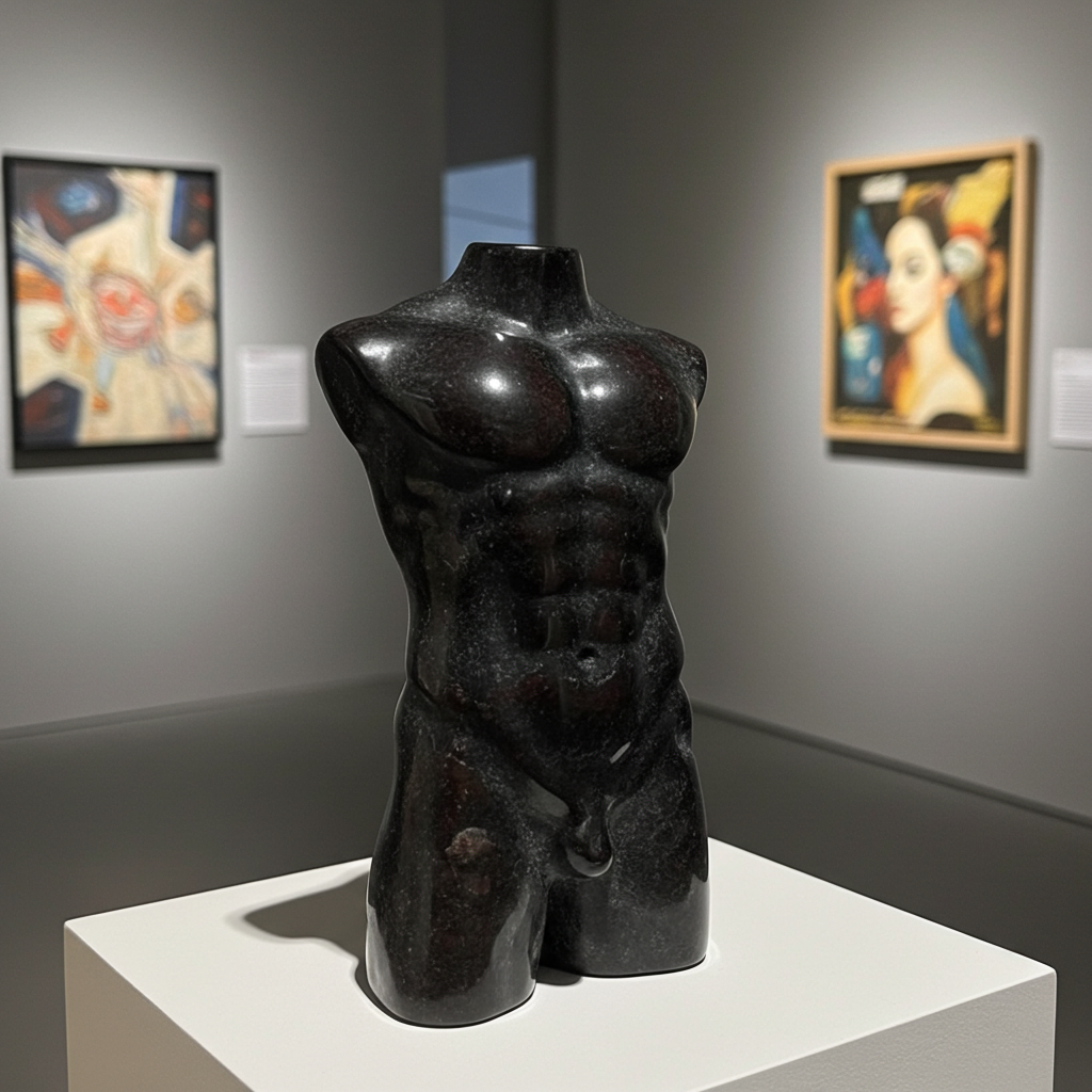 Hand carved garnet male figurine