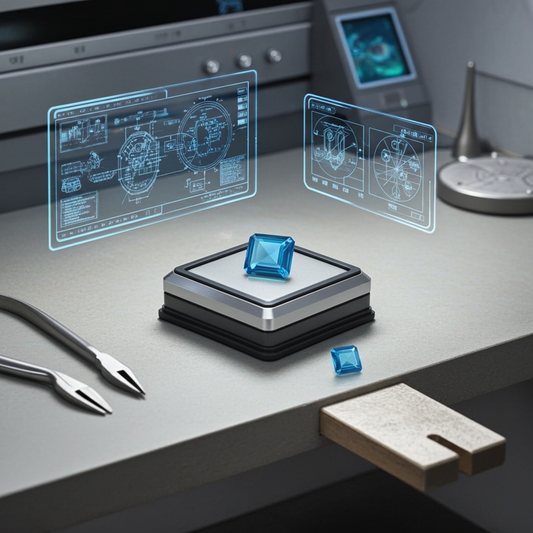 Customize your own with Raw Nano Gemstones including 3 Carat Emerald Cut Moissanite & a 10 Carat Square cut  Faceted Blue Topaz