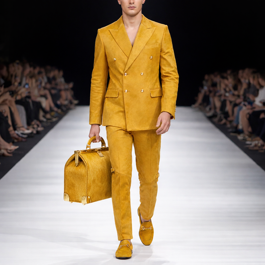 Men's dyed gold cowhide suit
