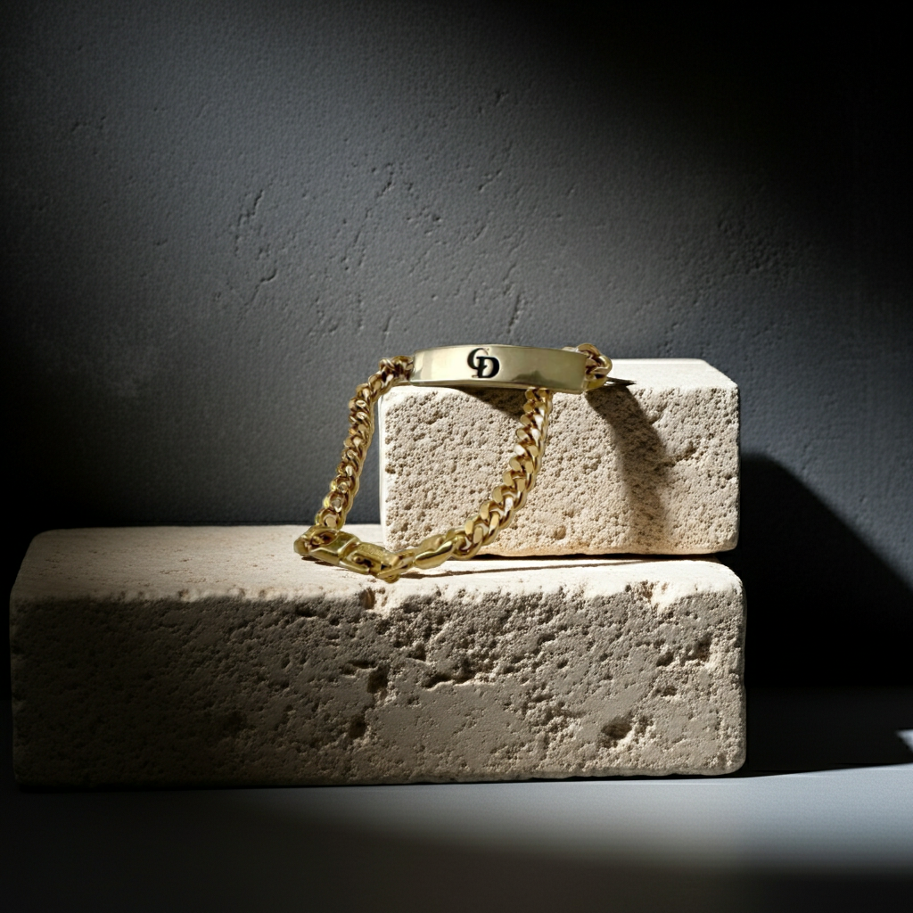 Vintage Christian Dior gold plated CD logo ID bracelet.
