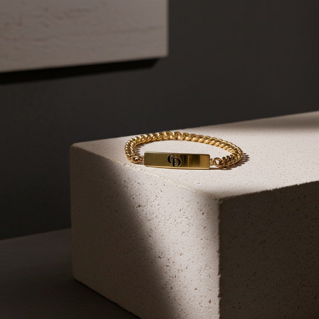 Vintage Christian Dior gold plated CD logo ID bracelet.