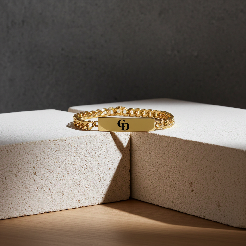 Vintage Christian Dior gold plated CD logo ID bracelet.