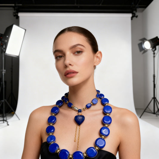 Heart shaped 2" Lapis Lazuli Perfume Bottle Necklace