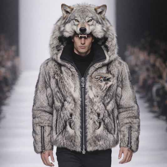 Arctic Wolf Men's Fur  Statement Jacket