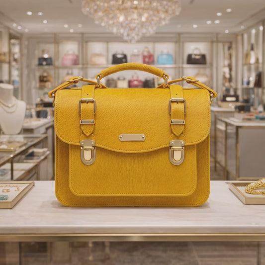 Dyed Gold Cowhide Satchel Bag