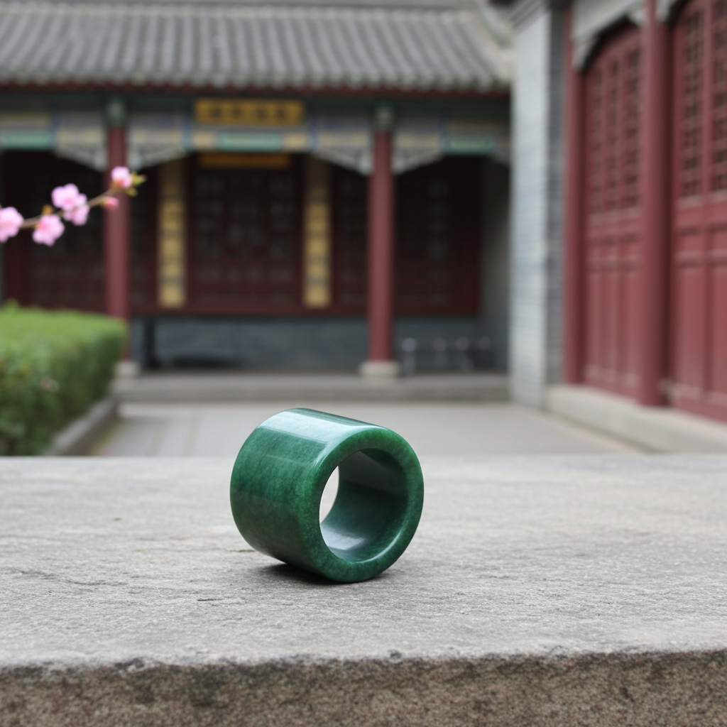 RARE 60 GRAM Handcrafted & Hand Carved Vintage Antique Chinese Genuine Natural Heitan Green Jade X-Large Thumb Ring Statement Ring.