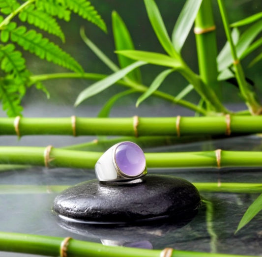 Genuine lavender jadeite jade ring