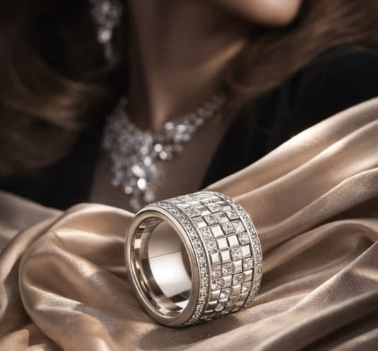 Baguette Moissanite tiered Eternity Band