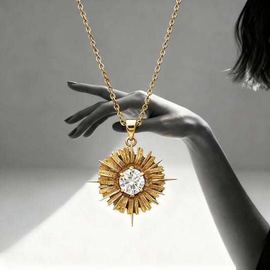 10 Carat Radiant cut Brillant White VVS1 Moissanite Diamond set in a Brushed Rose Gold bezel pendant