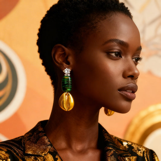Opal Triplet and Gold-plated Cowie Shell Earrings