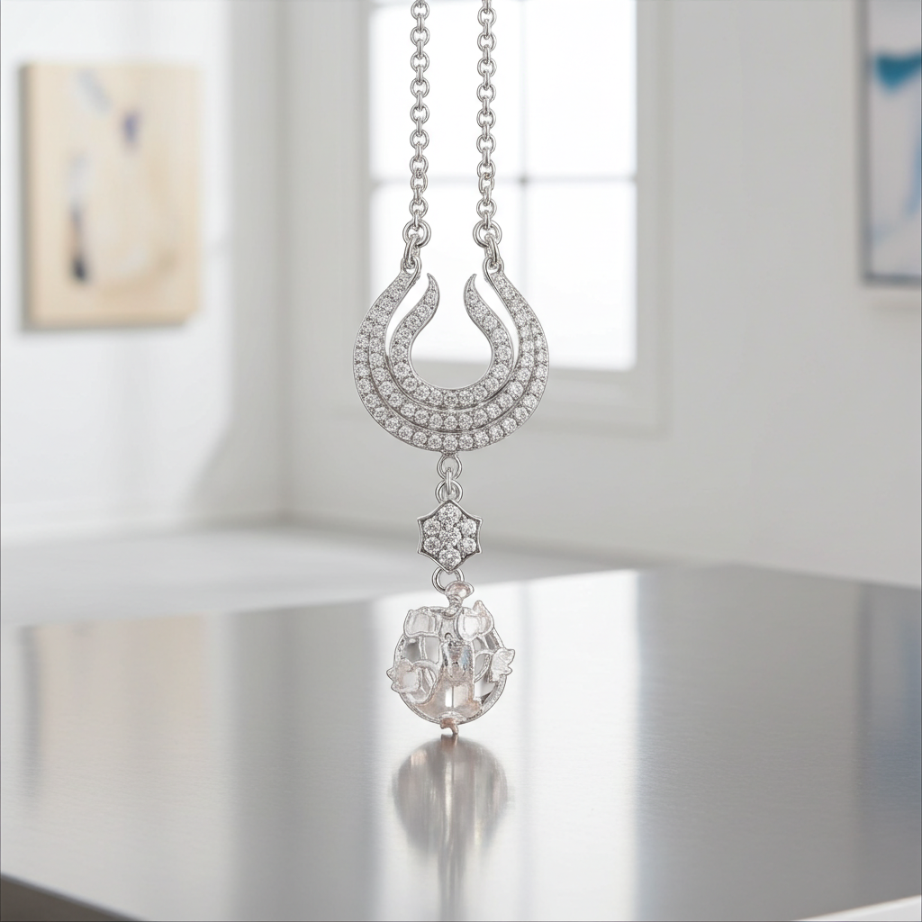 Custom Design Art Nouveau Pave Diamond Pendant