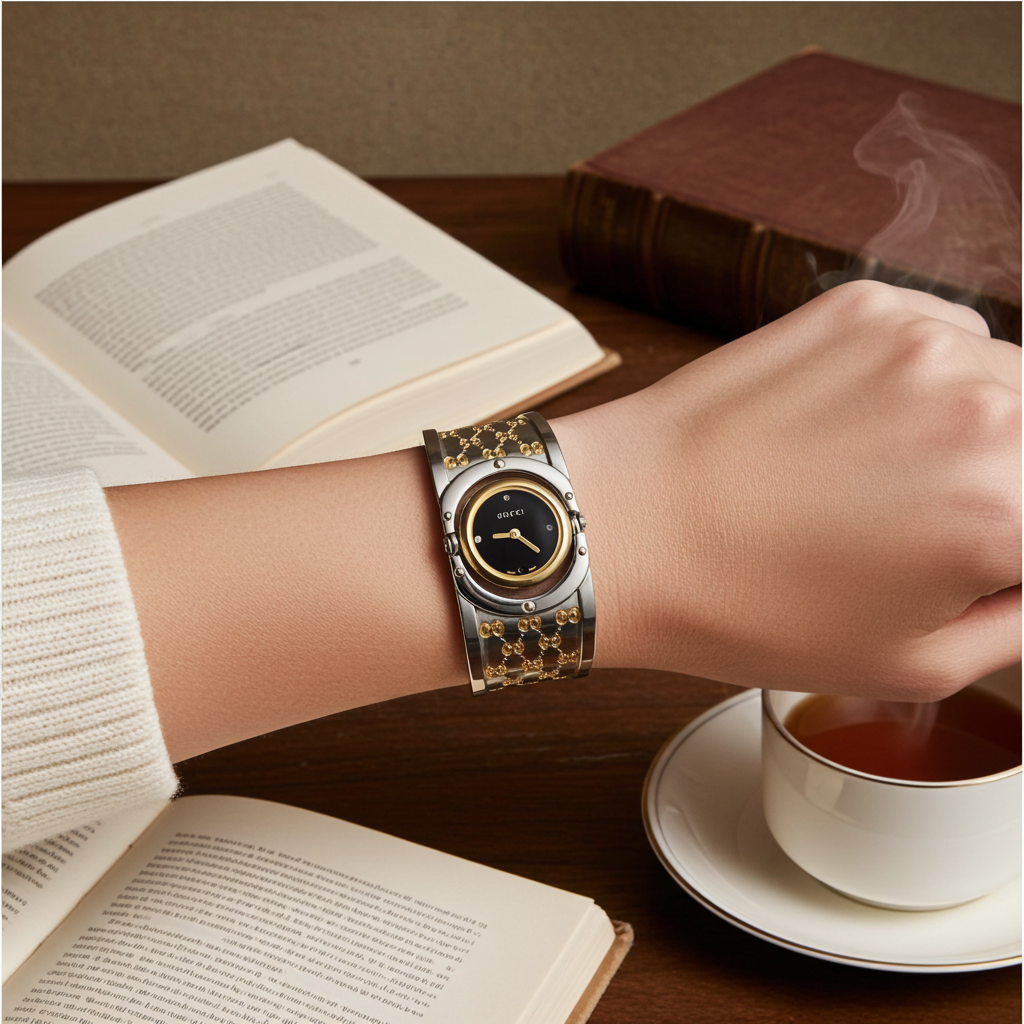 Gucci twirl stainless steel and gold tone women’s watch