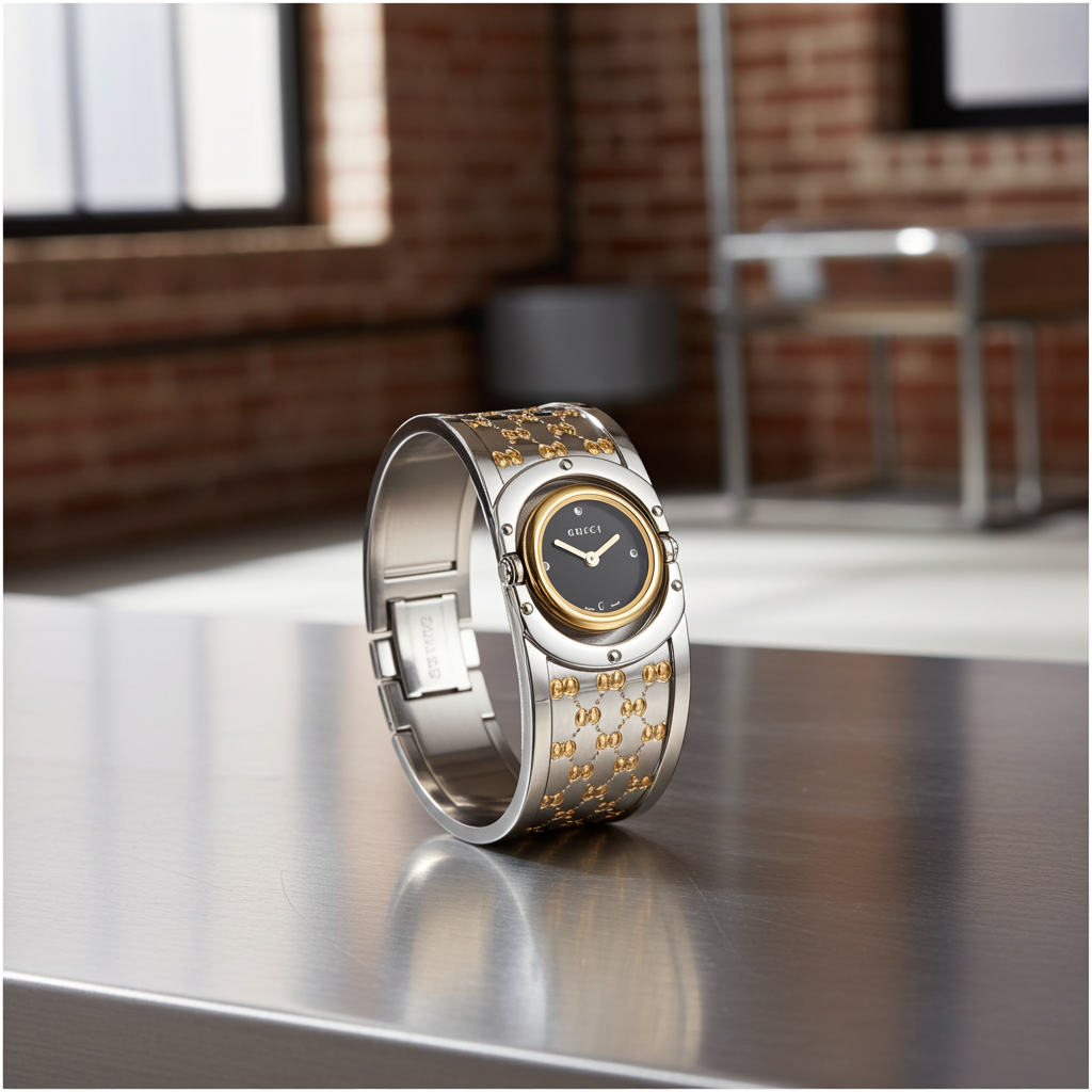 Gucci twirl stainless steel and gold tone women’s watch